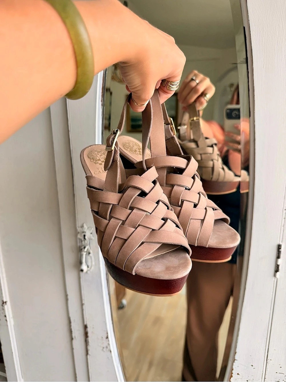 Vince Camuto Woven Platform Heels in Brown